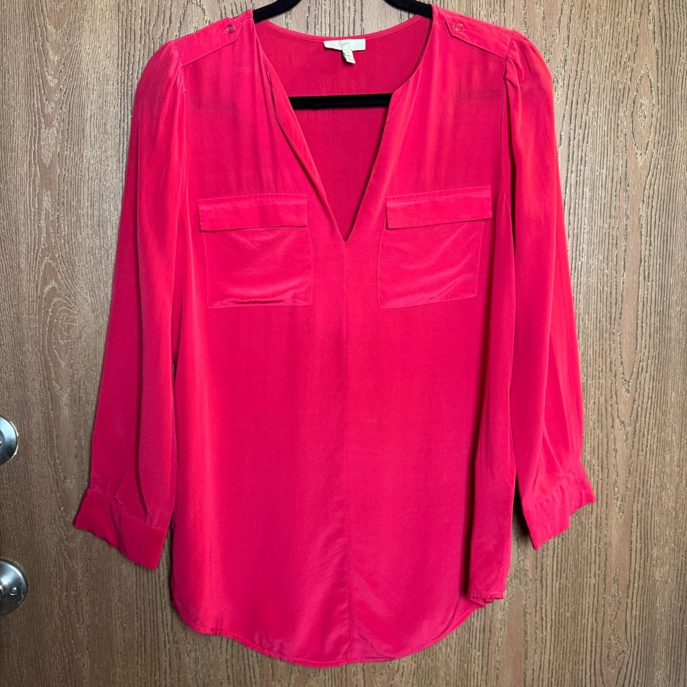 Joie Hot Pink 100% Silk Blouse XS